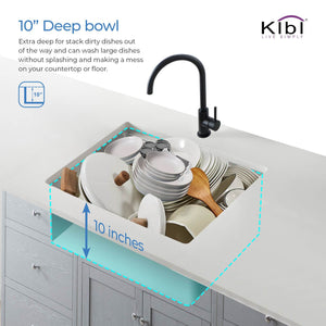 KIBI 28″ Undermount Single Bowl Stainless Steel Workstation Sink
