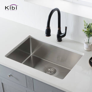 KIBI 28″ Handcrafted Undermount Single Bowl 16 gauge Stainless Steel Kitchen Sink