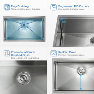 KIBI 33″ Undermount Single Bowl Stainless Steel Workstation Sink