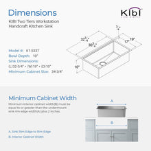 Load image into Gallery viewer, KIBI 33″ Undermount Single Bowl Stainless Steel Workstation Sink