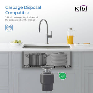 KIBI 32 3/4″ Handcrafted Undermount Single Bowl 16 gauge Stainless Steel Kitchen Sink
