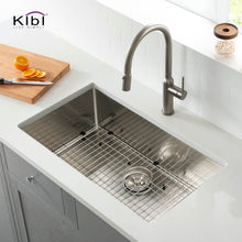 Load image into Gallery viewer, KIBI 32 3/4″ Handcrafted Undermount Single Bowl 16 gauge Stainless Steel Kitchen Sink