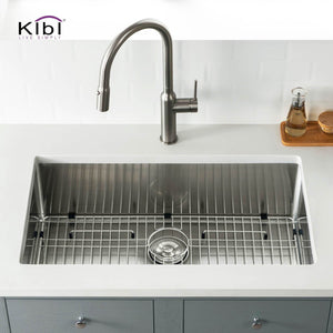 KIBI 32 3/4″ Handcrafted Undermount Single Bowl 16 gauge Stainless Steel Kitchen Sink