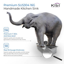 Load image into Gallery viewer, KIBI 32 3/4″ Handcrafted Undermount Single Bowl 16 gauge Stainless Steel Kitchen Sink