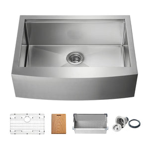 KIBI 30″ Farmhouse Apron Single Bowl Stainless Steel Workstation Kitchen Sink