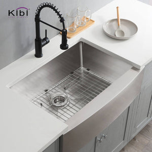 KIBI 30″ Handcrafted Farmhouse Apron Single Bowl Stainless Steel Kitchen Sink