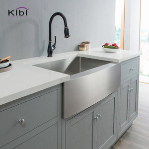 KIBI 30″ Handcrafted Farmhouse Apron Single Bowl Stainless Steel Kitchen Sink