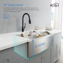 Load image into Gallery viewer, KIBI 33″ Handcrafted Farmhouse Apron Single Bowl Stainless Steel Kitchen Sink