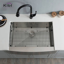 Load image into Gallery viewer, KIBI 33″ Handcrafted Farmhouse Apron Single Bowl Stainless Steel Kitchen Sink