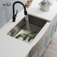 Load image into Gallery viewer, KIBI 33″ Handcrafted Farmhouse Apron Single Bowl Stainless Steel Kitchen Sink