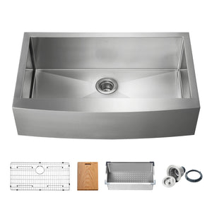 KIBI 36″ Farmhouse Apron Single Bowl Stainless Steel Workstation Kitchen Sink