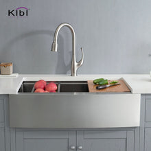 Load image into Gallery viewer, KIBI 36″ Farmhouse Apron Single Bowl Stainless Steel Workstation Kitchen Sink