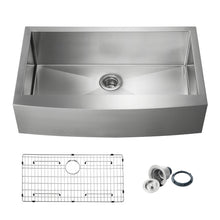 Load image into Gallery viewer, KIBI 36″ Handcrafted Farmhouse Apron Single Bowl Stainless Steel Kitchen Sink