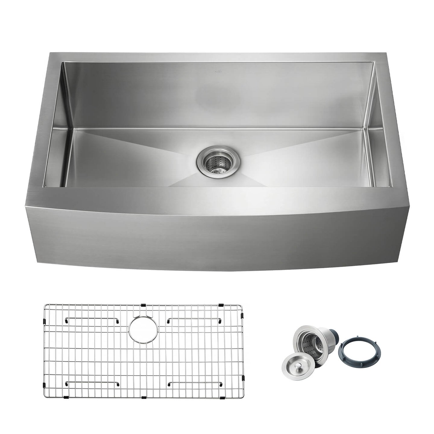 KIBI 36″ Handcrafted Farmhouse Apron Single Bowl Stainless Steel Kitchen Sink