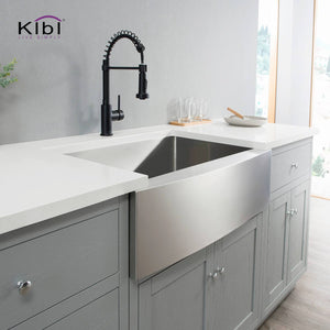 KIBI 36″ Handcrafted Farmhouse Apron Single Bowl Stainless Steel Kitchen Sink