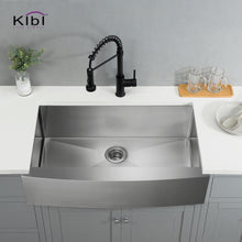 Load image into Gallery viewer, KIBI 36″ Handcrafted Farmhouse Apron Single Bowl Stainless Steel Kitchen Sink