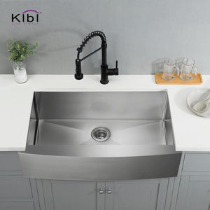 KIBI 36″ Handcrafted Farmhouse Apron Single Bowl Stainless Steel Kitchen Sink