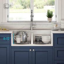 Load image into Gallery viewer, KIBI 33″ Fireclay Farmhouse Double Bowl Kitchen Sink Pillar Series