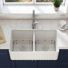 Load image into Gallery viewer, KIBI 33″ Fireclay Farmhouse Double Bowl Kitchen Sink Pillar Series