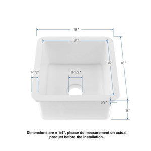 KIBI 18″ Fireclay Undermounted Kitchen Sink Cubic Series