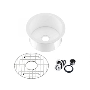 KIBI 19″ Round Fireclay Undermounted Kitchen Sink Crater Series