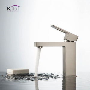 KIBI Cubic Brass Single Handle Bathroom Vanity Sink Faucet, Lavatory Sink Faucet