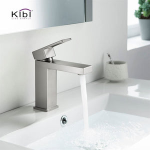 KIBI Cubic Brass Single Handle Bathroom Vanity Sink Faucet, Lavatory Sink Faucet