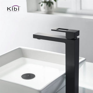 KIBI Cubic Brass Single Handle Bathroom Vessel Sink Faucet