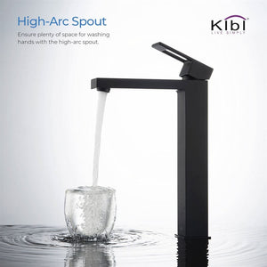 KIBI Cubic Brass Single Handle Bathroom Vessel Sink Faucet