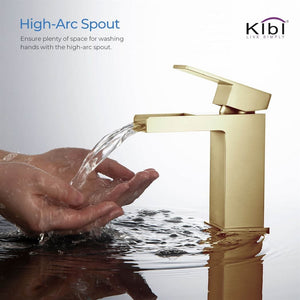 KIBI Waterfall Brass Single Lever Handle Bathroom Vanity Sink Faucet