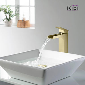 KIBI Waterfall Brass Single Handle Bathroom Vessel Sink Faucet