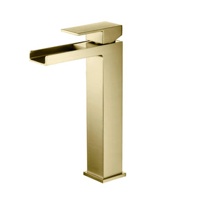 KIBI Waterfall Brass Single Handle Bathroom Vessel Sink Faucet