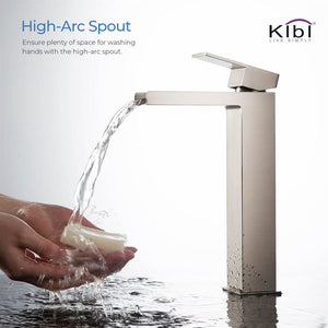 KIBI Waterfall Brass Single Handle Bathroom Vessel Sink Faucet