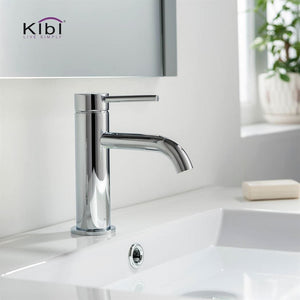 KIBI Circular Brass Single Lever Handle Bathroom Vanity Sink Faucet