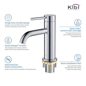 KIBI Circular Brass Single Lever Handle Bathroom Vanity Sink Faucet