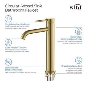 KIBI Circular Brass Single Handle Bathroom Vessel Sink Faucet