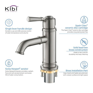 KIBI Victorian Brass Single Handle Bathroom Vanity Sink Faucet