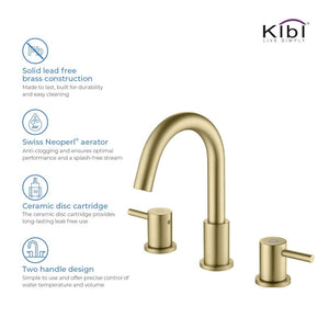 KIBI Circular 8″ Widespread Bathroom Sink Faucet with Pop-up