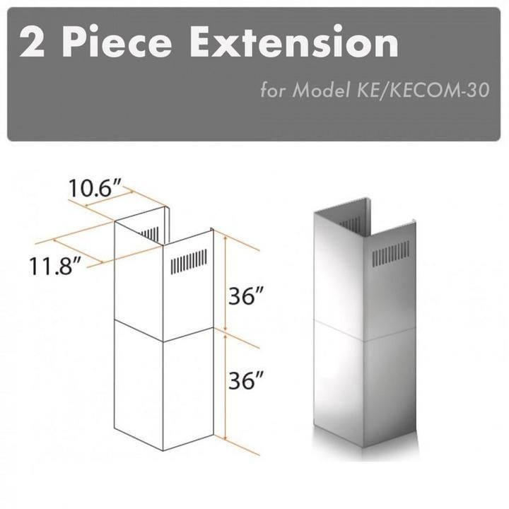ZLINE 2-36 in. Chimney Extensions for 10 ft. to 12 ft. Ceilings (2PCEXT-KE/KECOM-30)