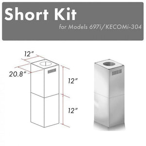 ZLINE 2-12 in. Short Chimney Pieces for 7 ft. to 8 ft. Ceilings (SK-697i/KECOMi-304)