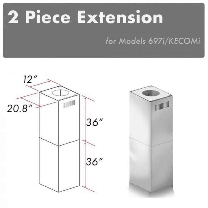 ZLINE 2-36 in. Chimney Extensions for 10 ft. to 12 ft. Ceilings (2PCEXT-697i/KECOMi)