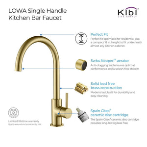 KIBI Lowa Single Lever Handle High Arc Kitchen Bar Sink Faucet