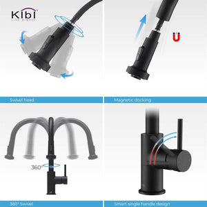 KIBI Casa Single Handle High Arc Pull Down Kitchen Faucet