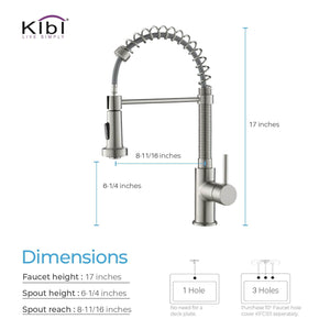 KIBI Aurora Single Handle High Arc Pull Down Kitchen Faucet