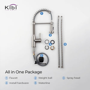 KIBI Aurora Single Handle High Arc Pull Down Kitchen Faucet