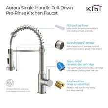 Load image into Gallery viewer, KIBI Aurora Single Handle High Arc Pull Down Kitchen Faucet