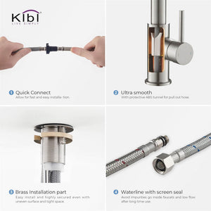 KIBI Lodi Single Handle High Arc Pull Down Kitchen Faucet
