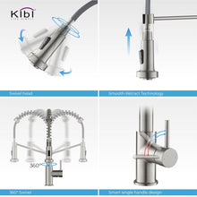 Load image into Gallery viewer, KIBI Lodi Single Handle High Arc Pull Down Kitchen Faucet