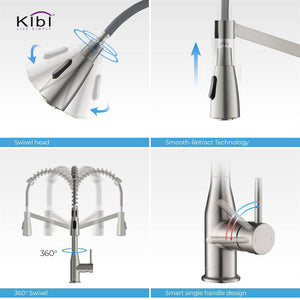 KIBI Largo Single Handle High Arc Pull Down Kitchen Faucet