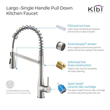 Load image into Gallery viewer, KIBI Largo Single Handle High Arc Pull Down Kitchen Faucet